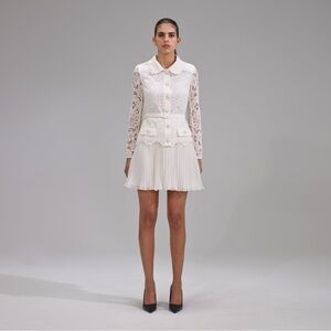 Self-portrait Ivory Floral Motif Guipure Mini Dress